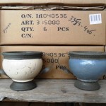 Aardewerk potjes wit en blauw