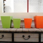 Bloempotten (groen en oranje)