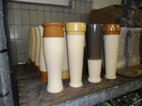 Vazen hoog bruine rand