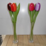 Glazen vaas met 3 Tulpen van Hout